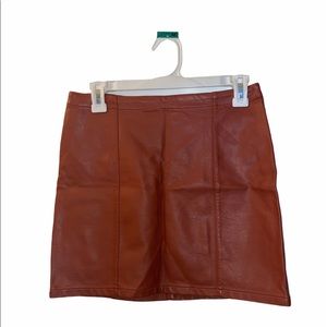 Stylish Brown Leather Skirt
